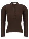 Magda Butrym Luxe Silk Knit Sweater In Brown