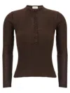 Magda Butrym Luxe Silk Knit Sweater In Brown