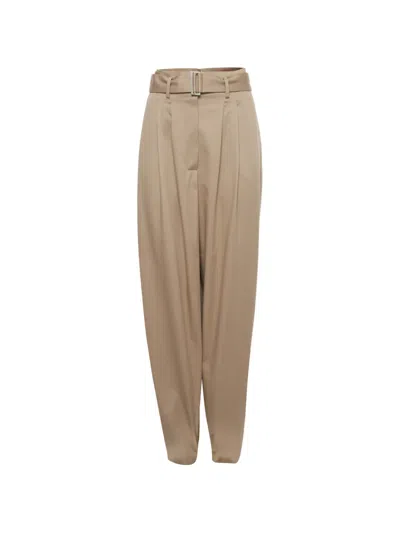 Pre-owned Magda Butrym 2025 Pleated Tapered Trousers In Neutrals