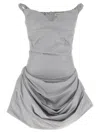 Magda Butrym Off-the-shoulder Mini Dress With Ruffled Straps In Gray