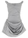 Magda Butrym Off-the-shoulder Mini Dress With Ruffled Straps In Gray