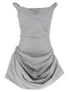 Magda Butrym Off-the-shoulder Mini Dress With Ruffled Straps In Gray
