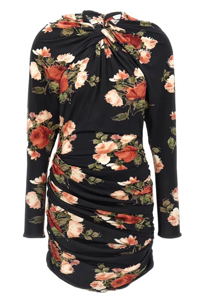 Magda Butrym Cutout Floral-print Stretch-jersey Mini Dress In Black