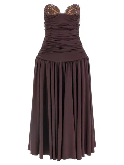 Magda Butrym Sleeveless Off-shoulder Dress In Brown