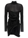 Magda Butrym Gathered Sheer Wool-blend Minidress