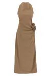 Magda Butrym Embellished Floral Halter Dress With Side Draping