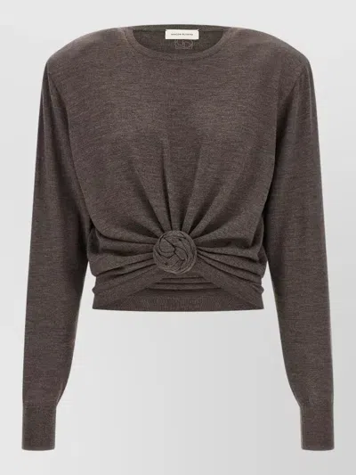 Magda Butrym 31 Sweater Cropped Knotted Detail Round Neck In Brown