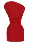 Magda Butrym Asymmetric Cotton-blend Minidress In Red