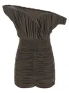 Magda Butrym Sculptural One-shoulder Mini Dress With Rose Petal Detail In Green