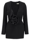 Magda Butrym Oversized Floral Embellished Silk-wool Dress In Black