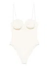 Magda Butrym 3d Flower Bustier Swimsuit In Neutrals