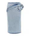 Magda Butrym '03' High Waist Midi Wrap Skirt With Floral Embellishment In Blue