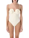 Magda Butrym 3d Flower Retro Bustier Swimsuit In Neutral