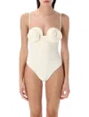 Magda Butrym 3d Flower Retro Bustier Swimsuit In White