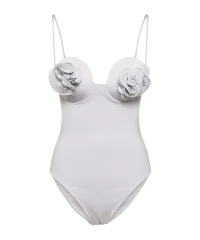 Magda Butrym 3d Flower Swimsuit In Gray