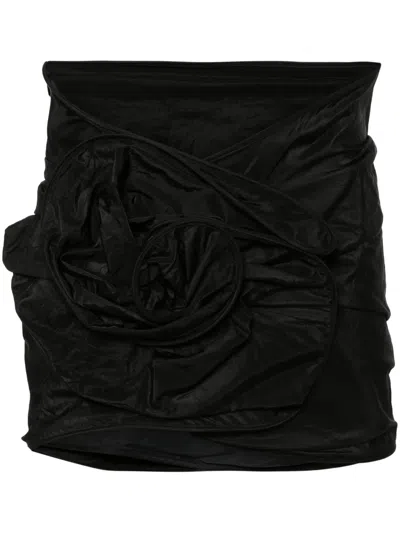 Magda Butrym Silk Mini Skirt With 3d In Black