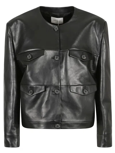 Magda Butrym 4 Pockets Buttoned Leather Jacket In Black