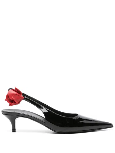 Magda Butrym 50mm Rose Leather Sligback Pumps In Black