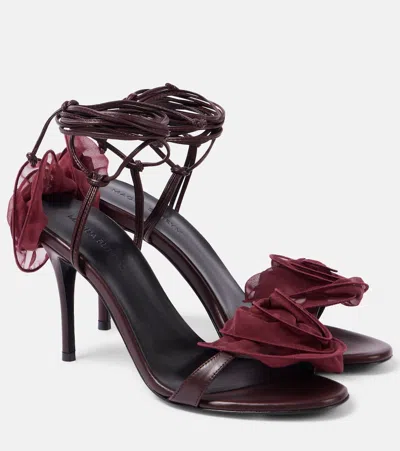 MAGDA BUTRYM 90 FLORAL-APPLIQUÉ LEATHER SANDALS