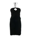 Magda Butrym Ruched Cutout Stretch-jersey Halterneck Mini Dress In Black