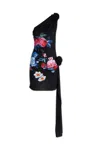 Magda Butrym Printed Jersey One Shoulder Minidress In Black