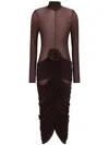 Magda Butrym Long Sleeve Sheer Midi Dress In Red