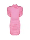Magda Butrym Abito In Maglia Dolcevita Drappeggiato Rosa In Pink