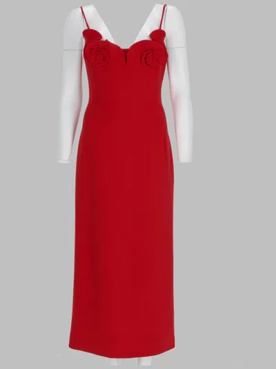 Magda Butrym Floral-applique Spaghetti-strap Midi Dress In Red