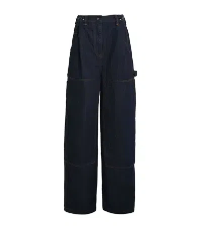 Magda Butrym Adjustable Wide-leg Jeans In Navy
