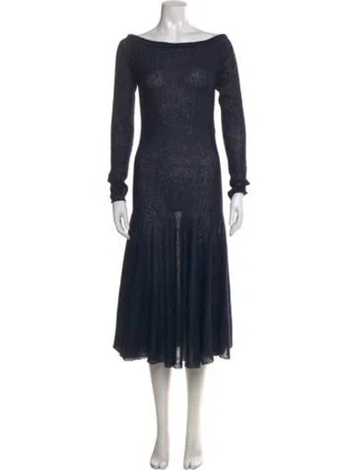 Pre-owned Magda Butrym Alpaca Midi Length Dress In Blue