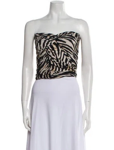 Pre-owned Magda Butrym Animal Print Strapless Crop Top W/ Tags In White