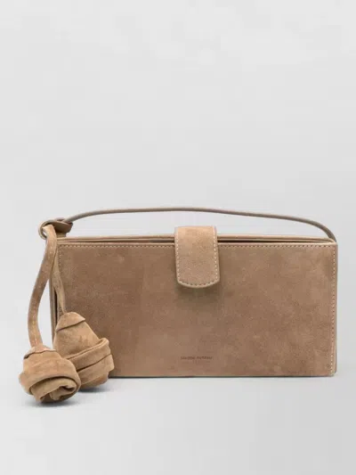 Magda Butrym Apolonia Rectangular Suede Top Handle Clutch In Neutral