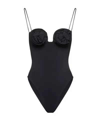 MAGDA BUTRYM MAGDA BUTRYM 3D FLOWER RETRO BUSTIER SWIMSUIT