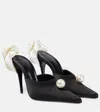 Magda Butrym Pearl Embellished Floral Pointed Toe Mules In Black