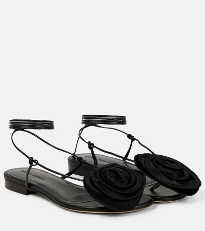 Magda Butrym Floral Embellished Flat Sandals In Black