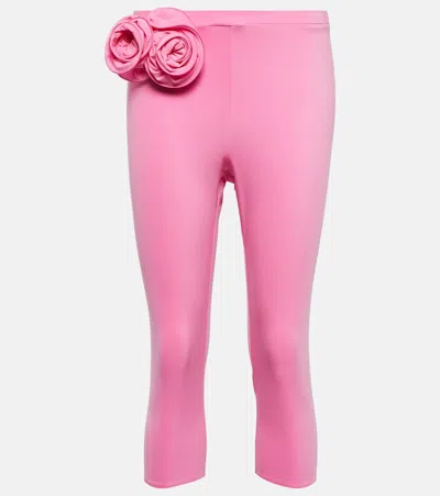 Magda Butrym Women's Floral-appliquéd Jersey Cropped Leggings In Pink