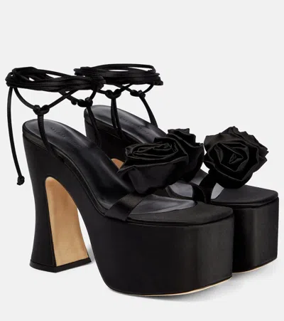 Magda Butrym Appliqué Satin Platform Sandals In Black