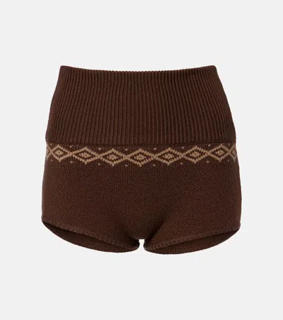 Magda Butrym Argyle Crochet Wool Shorts In Brown