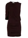 Magda Butrym Asymmetrical Draped Mini Dress In Bordeaux In Red