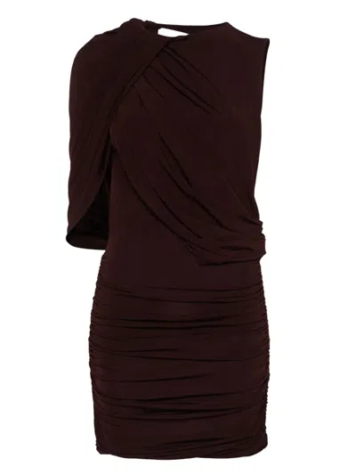 Magda Butrym Asymmetrical Draped Mini Dress In Bordeaux In Red