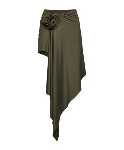 Magda Butrym Asymmetric Draped Skirt In Green