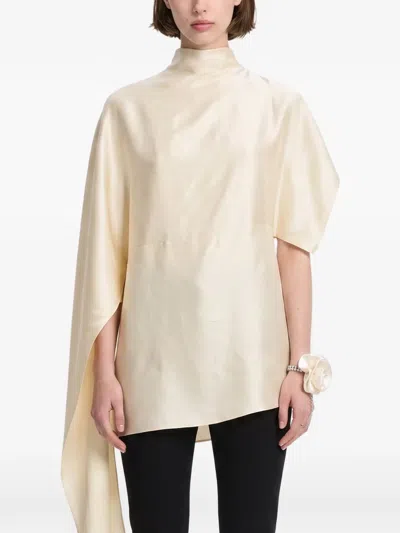 Magda Butrym Asymmetric Draped-sleeve Blouse In White