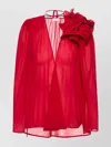 Magda Butrym Asymmetric Floral Long Sleeve Blouse In Red