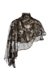 Magda Butrym Asymmetric Floral Silk Capelet Top