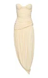 Magda Butrym Asymmetric Gathered Dress In Ivory