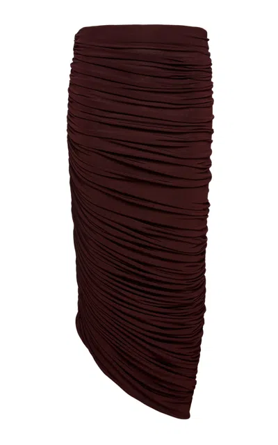 Magda Butrym Asymmetric Hem Pencil Skirt In Burgundy