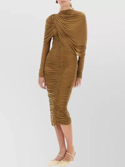 MAGDA BUTRYM ASYMMETRIC MIDI DRESS DRAPED DETAIL