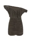 Magda Butrym Sculptural One-shoulder Mini Dress With Rose Petal Detail In Brown