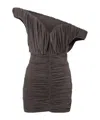 Magda Butrym Sculptural One-shoulder Mini Dress With Rose Petal Detail In Black