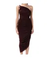 Magda Butrym Asymmetric Pleated Midi Dress In Burgundy